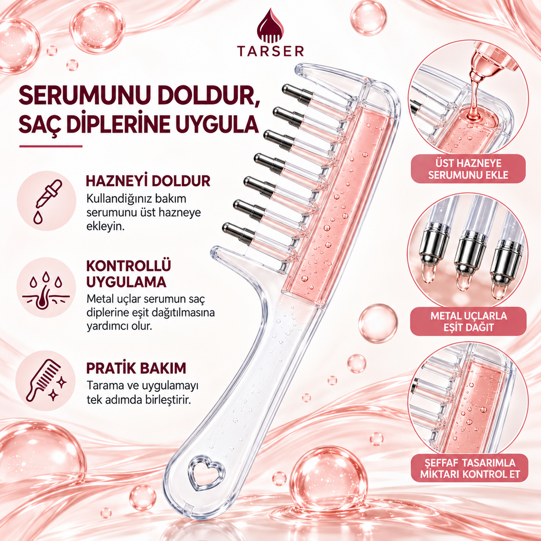 Tarser Kök Serum Tarağı – Güçlü, Gür ve Sağlıklı Saçlar İçin