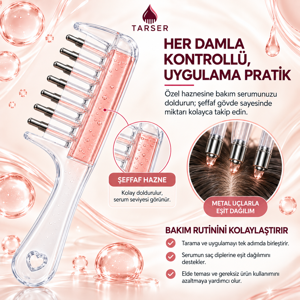 Tarser Kök Serum Tarağı – Güçlü, Gür ve Sağlıklı Saçlar İçin